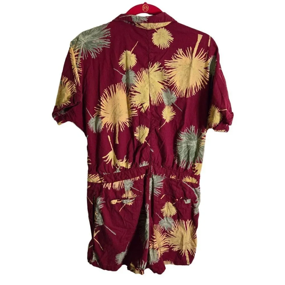 Free People Malibu Romper Red Tropical Print Size M